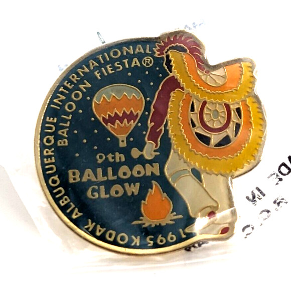 1995 Balloon Glow Albuquerque Int'l Balloon Fiesta Enamel Pin Native Man Fire.. - Picture 1 of 5